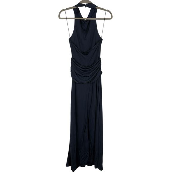 Solid & Striped The Bobby Maxi Dress Halter Neck Ruched Formal Vacation Navy MD - Picture 6 of 11